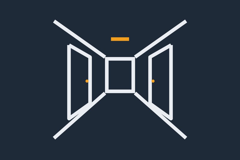 Simple graphic of a hotel corridor