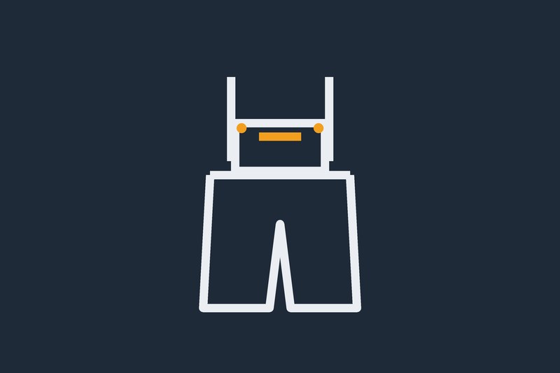 Simple graphic of a pair of bib overalls