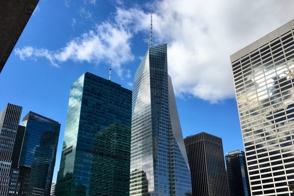 Bank of America Tower at One Bryant Park among Midtown Manhattan skyscrapers in New York City