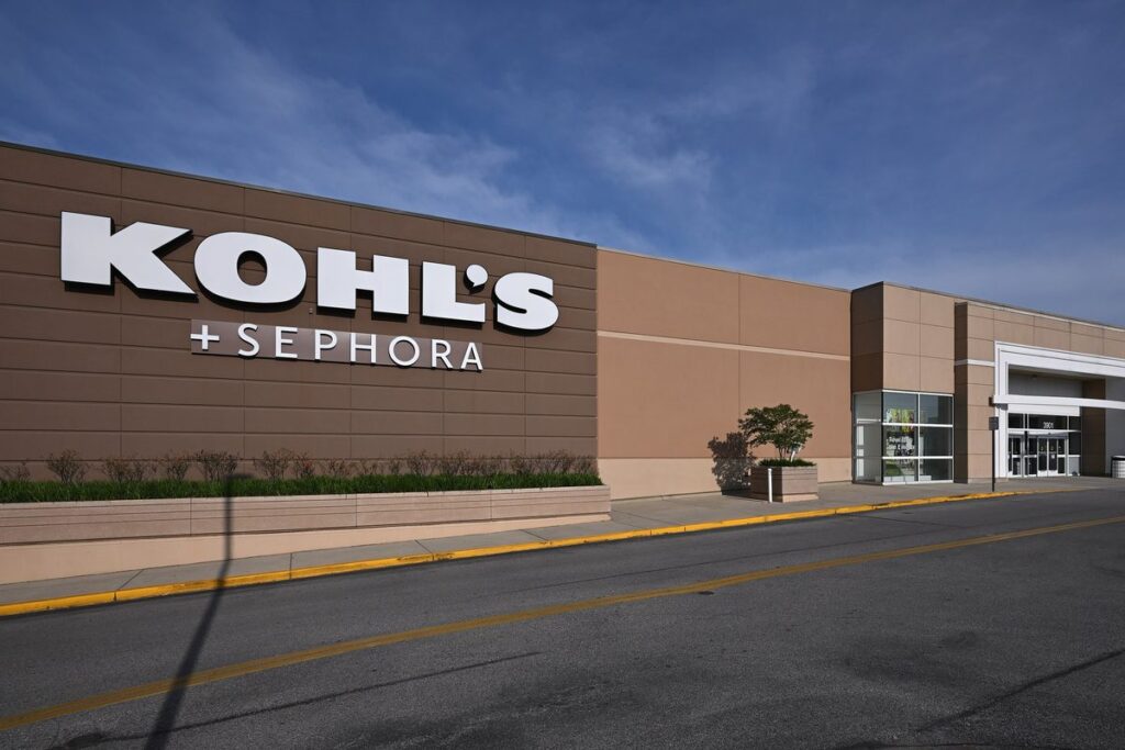 Front of the Kohl's store, with a Sephora sign, at Northgate Plaza in Aspen Hill, Maryland
